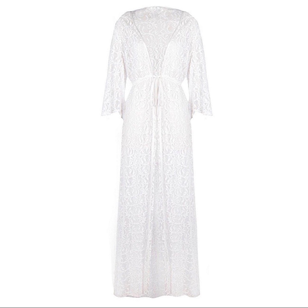 🆕 WHITE LACE MAXI BEACH KIMONO! - Picture 10 of 10